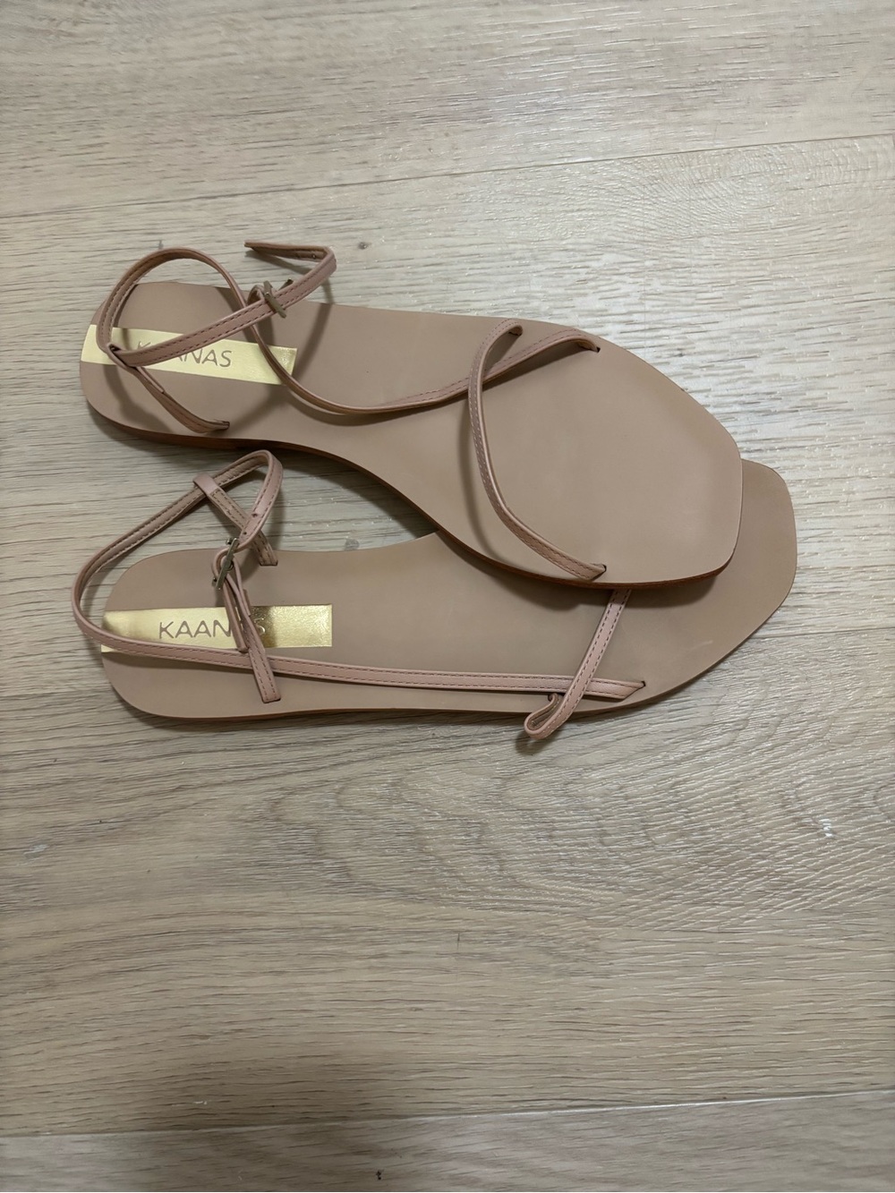 Kaanas Blush Minimalist Strappy Flat Sandals